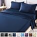 LIANLAM Queen Bed Sheets Set - Super Soft Brushed Microfiber 1800 Thread Count - Breathable Luxury Egyptian Sheets 16-Inch Deep Pocket - Wrinkle and Hypoallergenic-4 Piece(Navy Blue,Queen)