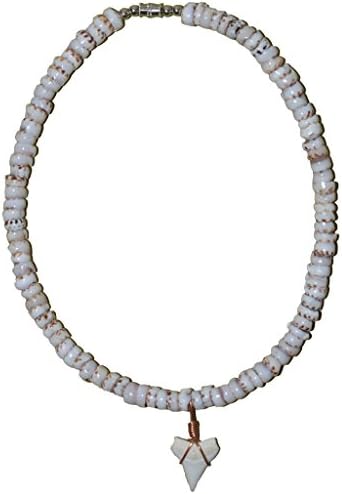 Native Treasure - 14" Kid's Shark Tooth Tiger Puka Shell Necklace