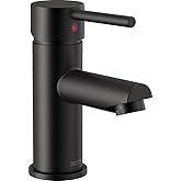Delta 559LF-GPM-PP Modern 1 GPM Single Hole Bathroom Faucet with Pop-Up Drain Assembly - Matte Black