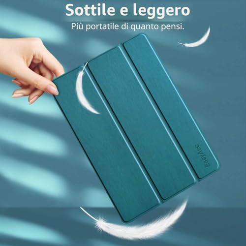 EasyAcc Case Cover Compatible with iPad 9th Generation / 8th and 7th Generation 10.2 Inch 2021 2020 2019 Model - Ultra Thin Transparent Back Case (Peacock Blue) | Translucent Slim Case for iPad 7 8 9, Stand Auto Wake/Sleep - Peacock Blue
