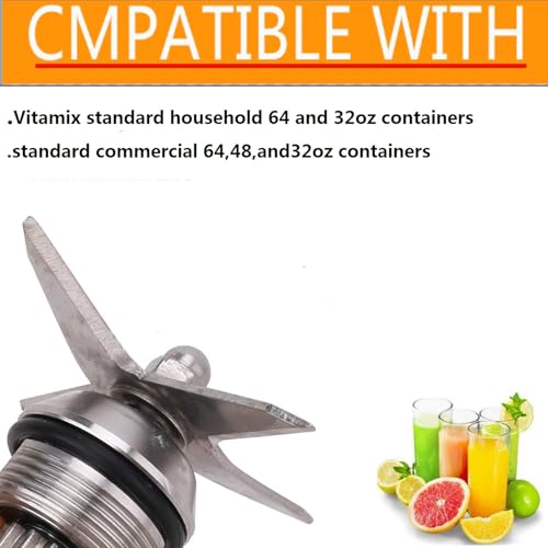 Blender Blade Replacement Part for Vitamix, Blender Wet Blade Assembly Stainless Steel Vitamix Blade Accessories Compatible with Vitamix 5200 Series Blender Mixer 64oz and 32oz Containers