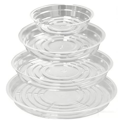 Bamworld 20 Pack Plant Saucers(6/8/10/12 Inch) Clear Plastic Drip Trays for Indoor & Outdoor Planters