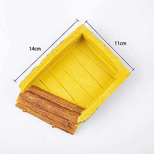 Aqua KT Reptile Ramp Rock Food Bowl Water Dish with Sturdy Base for Amphibian Feeding