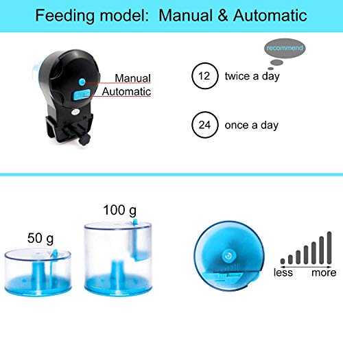 Togolo Automatic Fish Feeder Aquarium with 2 Fish Food Dispensers Tank Timer Feeder Vacation Auto Fish Feeder for Flakes Electric Automatic Turtle/Gold Fish for Weekend or Holiday