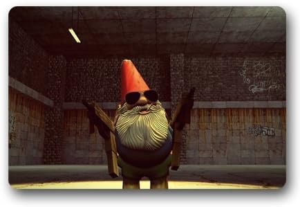 Garden Gnome Half Life Custom Outdoor Indoor Doormat Personalized Design Machine-Wahable Neoprene Rubber Doormat 23.6x15.7 Inch