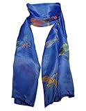 Invisible World Women's 100% Mulberry Silk Scarf Long Hand Painted Dragonfly