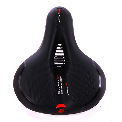 VOANZO Widened Mountain Bike Seat Cushion Bicycle Seat Cushion Comfortable Big Butt Bicycle Sitting Saddle Soft Saddle Universal Riding Accessories (Red)