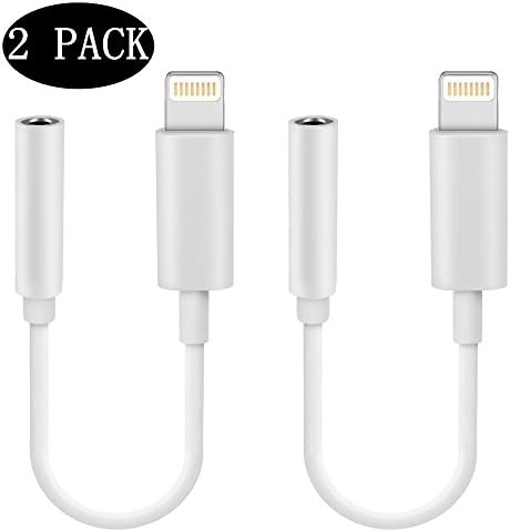 [2 - Pack] Apple iPhone 7 Audio Adapter iOS 10.3 Wtbone - Lightning to 3.5mm Female Headphone Jack Adapter for iPhone 7 / iPhone 8 / iPhone 7 Plus / iPhone 8 Plus - (White)