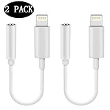 [2 - Pack] Apple iPhone 7 Audio Adapter iOS 10.3 Wtbone - Lightning to 3.5mm Female Headphone Jack Adapter for iPhone 7 / iPhone 8 / iPhone 7 Plus / iPhone 8 Plus - (White)