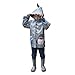 Kidorable Shark Grey PU All-Weather Raincoat for Boys w/Fun Shark Mouth Pocket, Hood Fin, Teeth
