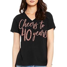 RhinestoneSash 40th Birthday Shirts for Women – 40th Birthday Gifts for Women – Rose Gold 40th Birthday Party Tshirts