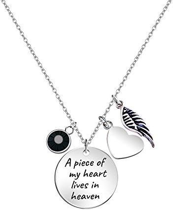 Memorial Necklace Sympathy Gift- A Piece of My Heart Lives in Heaven Necklace