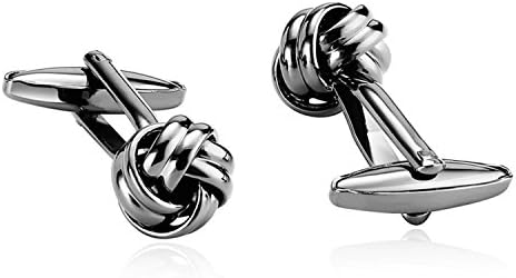 EoCot Mens Jewelry Stainless Steel Black Spiral Knot Twist Cufflinks