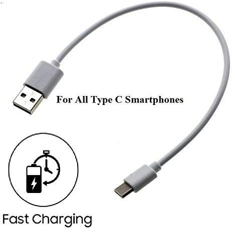 Finaux Short Length Type C to USB Faster Charging with Data Sync Power Bank Cable for Smartphones, Type C to USB