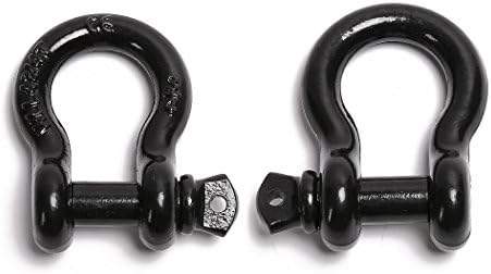 AUTOXON 3/4" Shackles 2 Pack - Black Powder Coat - Rugged 4.75 Ton (9,500 Lbs) Capacity - Heavy Duty D Ring for Vehicle Recovery, Towing, Stump Removal, &amp; More - Accessory for Jeeps &amp; Trucks