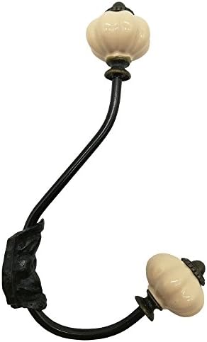 WISHAVE Creative Curtain Hooks Ceramic Pumpkin Decorative Clothes Coat Hat Wall Metal Hangers (Beige)
