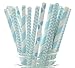 Blue Baby Shower Straws (50 Pack) - Baby Boy Paper Party Straws - Stripe, Polka Dot & Chevron Zig Zag Cake Pop Sticks, Frozen Winter Wedding Straw Supplies
