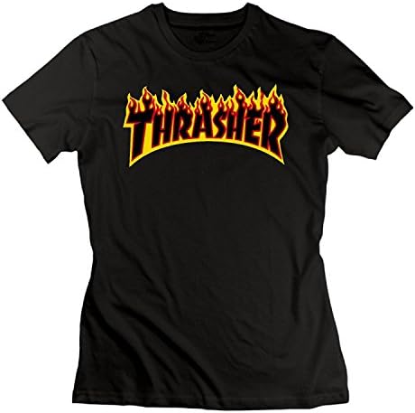 wimoon Women's Thrasher Magazine Flame Logo Cotton T Shirt
