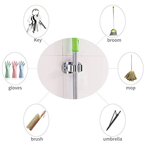 MICOE broom holder wall mount and gardening tool wall hanging tweezers or mop organizer clip on mop rack and garden tool organizer for rake or mop handles H-TBJG01