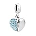 ShinyJewelry I Love You Heart Charm Dangle Synthetic Blue Crystal Bead for European Bracelet Necklace