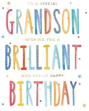 Blooming Wishes Special Grandson Birthday Card - Text and Stars with an Attractive Foil and Flitter Finish - Greeting Card For Him (PG-JRIJ0016)