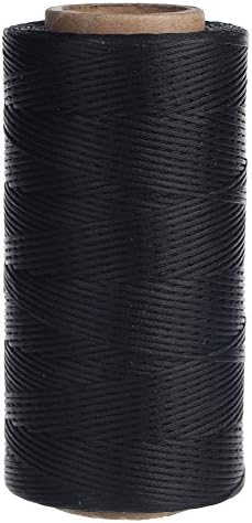 Xiaoxiao store 284 yds Leathercraft Sewing Waxed Thread 150D 1mm Leather Hand Stitching Black,Beige,Light Brown (Black)