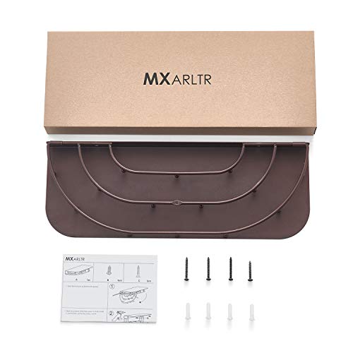 MXARLTR Floating Shelf Wall Mounted, Sturdy Iron Shelf for Kitchen, Bathroom Decor Storage Key Hooks Shelf with Hooks
