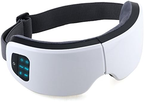 Eye Massager with Heating and bluetooth Music,Fodable,Air Press Eye Care Stress Relief (New white)