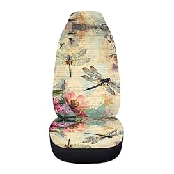 Rnyleeg Retro Seat Cover for Car Flower Dragonfly