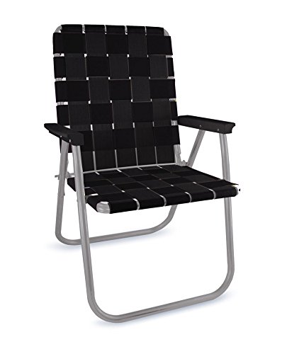 Lawn Chair USA Webbing Chair (Deluxe, Black With Black Arms)