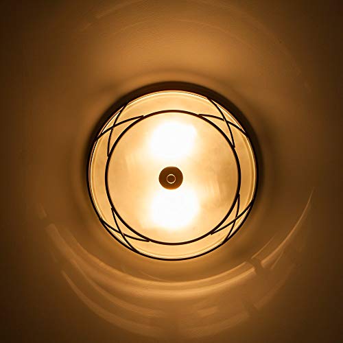 Loclgpm 2 Light Glass Black Finish Semi-Flush Mount Ceiling Light, Vintage Ceiling Fixture for Bedroom, Hallway, Kitchen, Bar