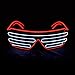 PINFOX Light Up Shutter Neon Rave Flashing Glasses El Wire LED Sunglasses Glow Costumes For Party, 80s, EDM RB03 (Red - White)