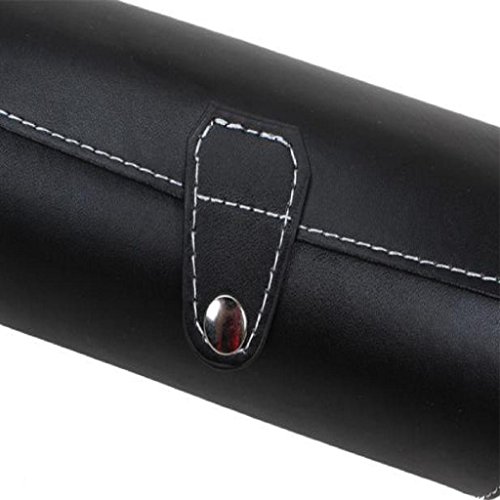 Leewos 3 Slots Portable Classic Black Travel Vegan Leather Watch Roll Organizer - Thumbnail 5