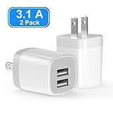USB Wall Charger, Vogek 3.1A 2-Pack Dual Port USB Wall Charger Universal Power Adapter for iPhone iPad, Samsung Galaxy, LG, HTC, Huawei, Moto, Kindle, MP3, Bluetooth Speaker Headset and More