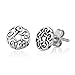 925 Oxidized Sterling Silver Tiny Round Celtic Knot Open Post Stud Earrings 7 mm, Unisex Jewelry