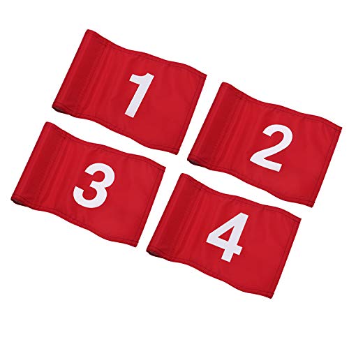 KINGTOP Numbered Golf Flag with Tube Inserted, All 8" L x 6", Putting Green Flags for Yard, 420D Nylon Mini Pin Flags