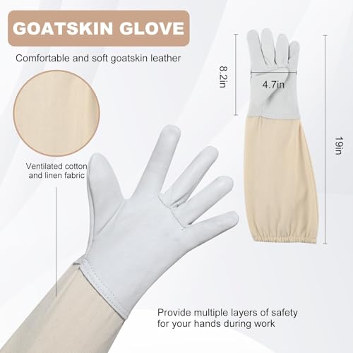 LBOYLOVE® Professional Bee Suit for Men and Women, Sting Proof Polycotton Beekeeping Suit, Beekeeper Costume with Glove &Ventilated Hood (X-Large)