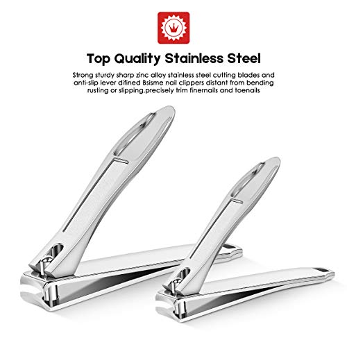 Bsisme Nail Clipper Set-Sleek Stainless Steel Fingernails & Toenails Nail Clippers with File Sharp Durable EffortlessÂ Nail Cutters for Men Women(2 PCS)