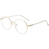 NIDOVIX Polygon Non Prescription Glasses for Women Men Vintage Octagon Square Metal Frame Eyeglasses