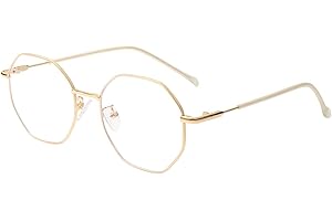 NIDOVIX Polygon Non Prescription Glasses for Women Men Vintage Octagon Square Metal Frame Eyeglasses