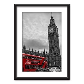 Framed Wall Art Modern City View Giclee Printed Art in Black Picture Frames White Matting - 23x31 inches