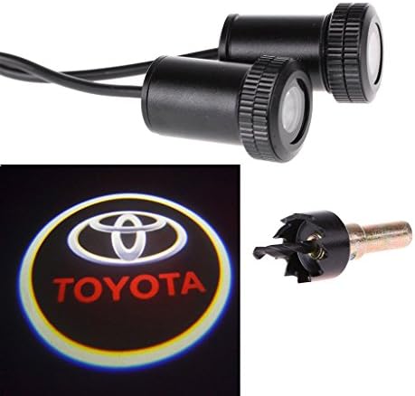 Slite Universal Car LED Projector Door Lamp Ghost Shadow Welcome Light Laser Emblem Logo Kit for BMW with Stylus Dust Plug- 1 Pair (Toyota)