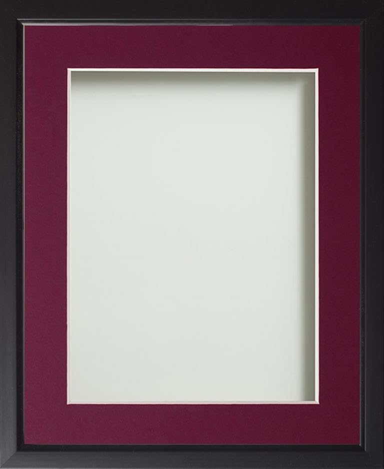 Frame Company Drayton Range Black Frame with Plum Mount, A4 for 9x6 *Choice of Sizes* Fitted with Real Glass