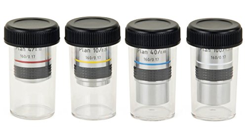 OMAX 4X 10X 40X and 100X PLAN Achromatic Objective Set for Compound Microscopes