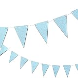 Happy Birthday Banner Triangle Garland - Elegant Party Bunting Flags Decorations Birthday Party Supplies, Blue