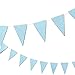 Blue Happy Birthday Banner Triangle Garland - Elegant Party Bunting Flags Decorations Birthday Party Supplies - Size Small - 3.75 x 5.5 Inch Flags, 10 Feet Length