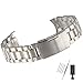 Weelovee 22mm Stainless Steel Watch Band with Curved End for Women Mens Metal Fold Over Wrist Strap