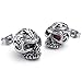 KONOV Mens Cubic Zirconia Stainless Steel Gothic Skull Stud Earrings, Red Silver