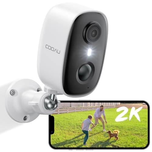 COOAU WiFi Surveillance Camera, 10,000 mAh Battery, Wireless Rechargeable IP Camera with PIR Motion Detection, Long Time Standby with 15 m Night Vision and 2-Way Audio, IP65 Waterproof and SD Card Slot