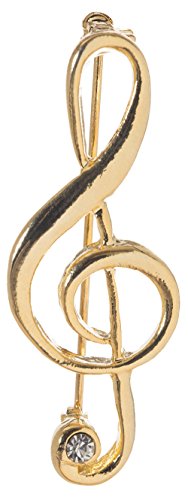 Treble clef music note brooch pin (gold tone)